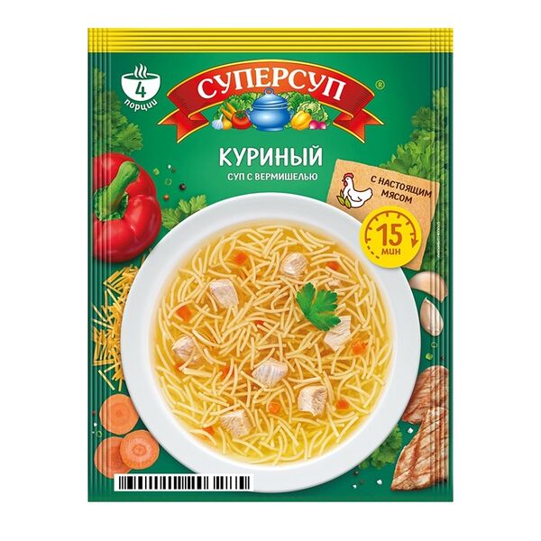 Суп куриный Суперсуп с настоящим мясом