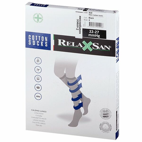 Relaxsan Гольфы компрессионные CottonSocks 140den мужские черные р.4 (820)