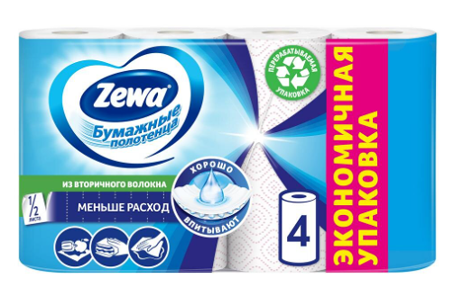 Полотенца бумажные Zewa Белые 1/2 листа 4 рулона