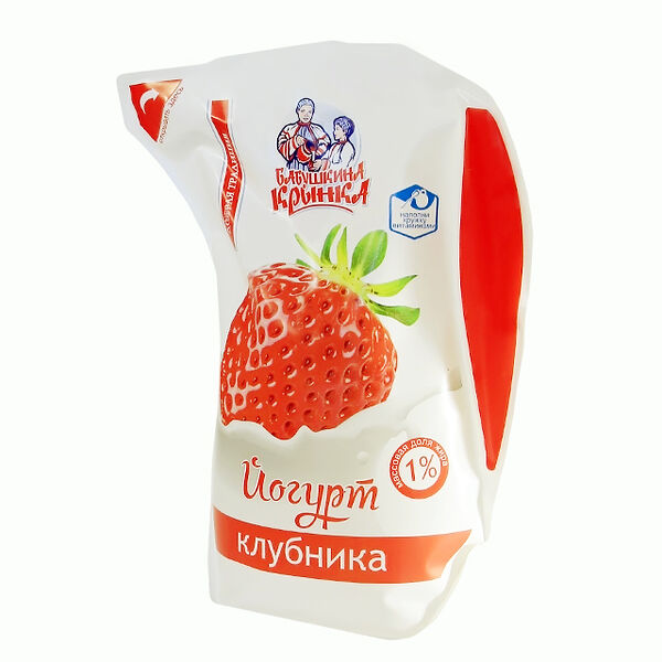 Йогурт фруктовый жир. 1% клубника лин пак вес 800г Бабушкина крынка