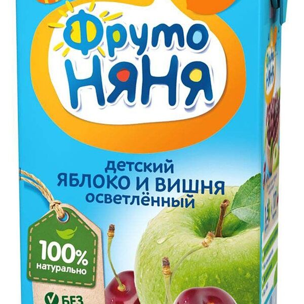 Нектар детский ФрутоНяня яблоко-вишня осветленный, с 3 лет