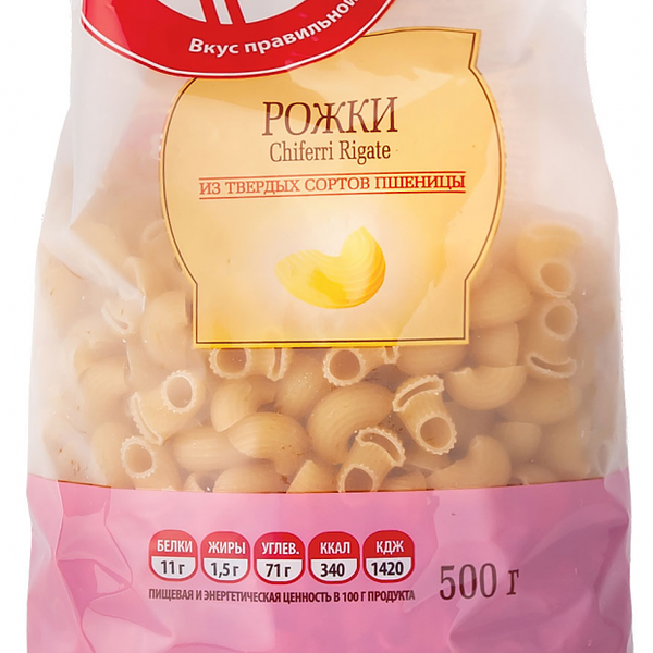 Макаронные изделия АШАН Красная птица Рожки из твердых сортов пшеницы