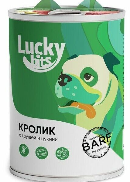 Lucky bits Кролик/Груша/Цукини консерва для собак 400 г
