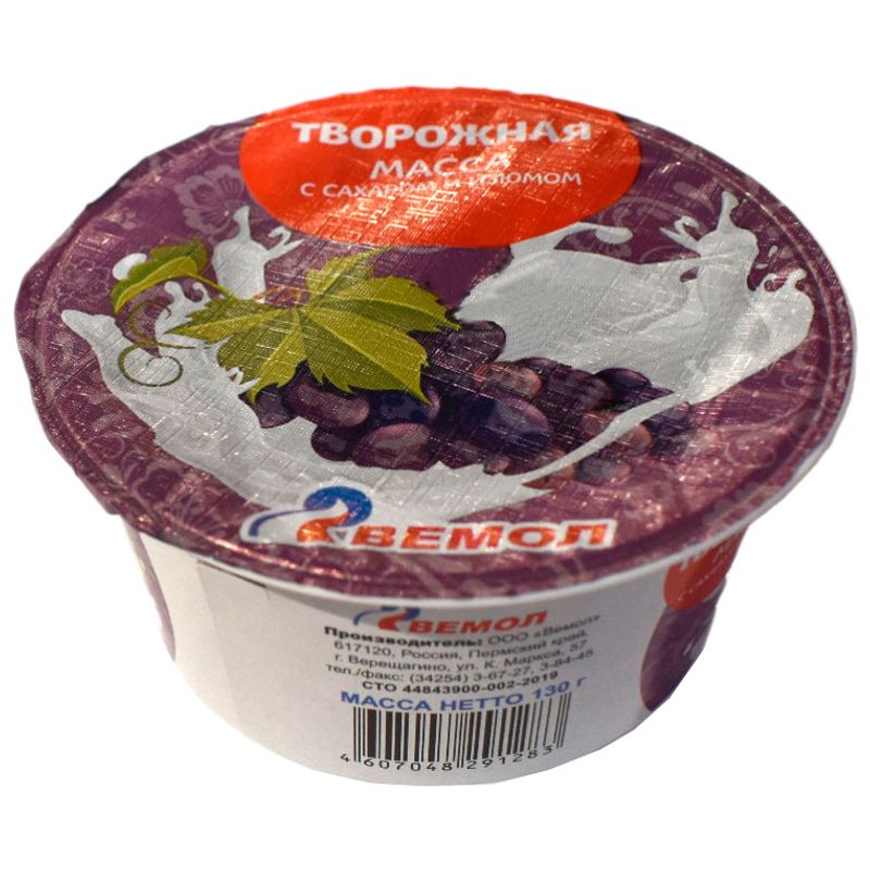 

Масса творожная Вемол с сахаром и изюмом 4.5%