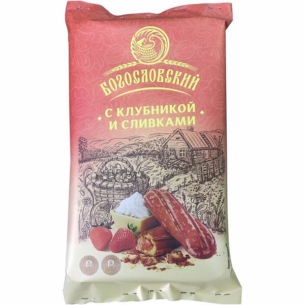 Пряники Богословский с клубникой и сливками заварные, 240г
