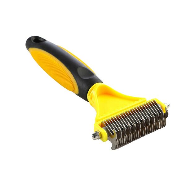 Инструмент для стриппинга для собак SIMA LAND Пижон двухсторон.с част.зубцами, 23х12см, чёрно-жёлтый