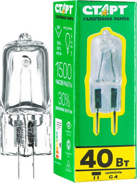 

Лампа галогенная старт 40w g9 220v