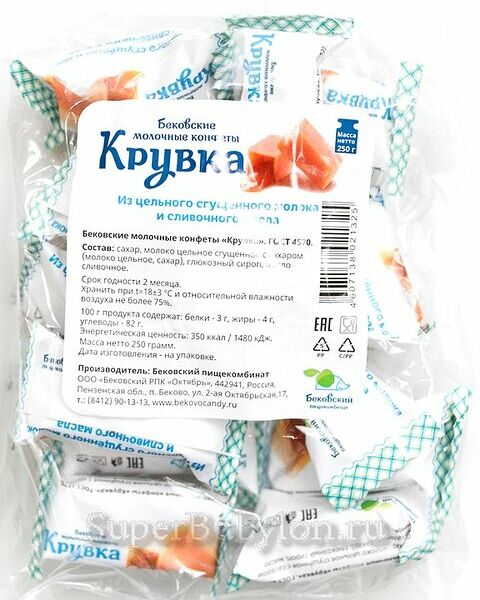 Конфеты молочные ТМ Бековский пищекомбинат