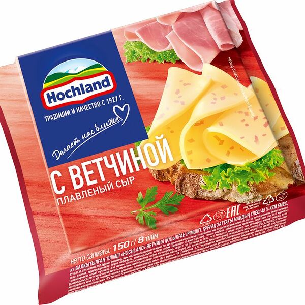 Сыр Hochland с ветчиной плавленый 45% 150г
