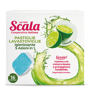 Таблетки для Пмм Scala 5 в 1 с ароматом лимона 16 шт, Италия