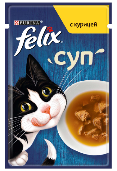 Felix Soup пауч для кошек, кусочки в соусе, курица