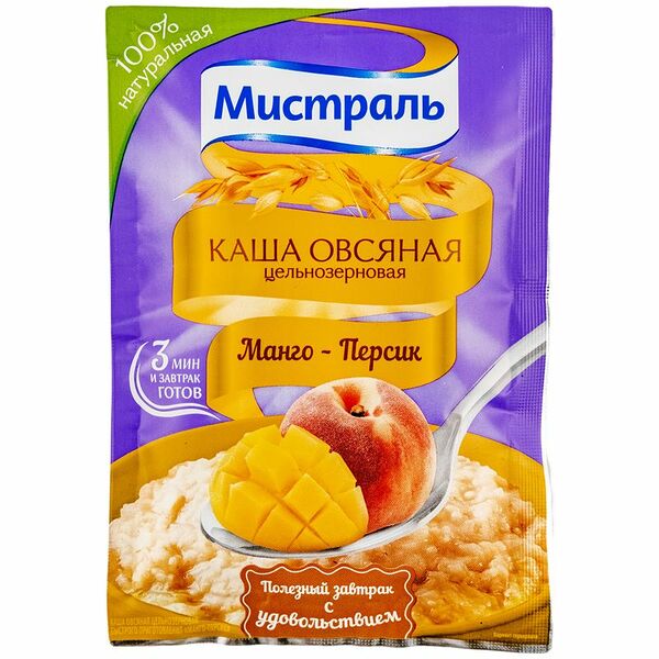 Каша Мистраль овсяная Манго-персик, 40 г