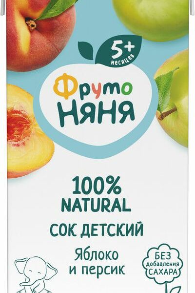 Сок ФрутоНяня Яблоко и персик с 5 мес. 200мл