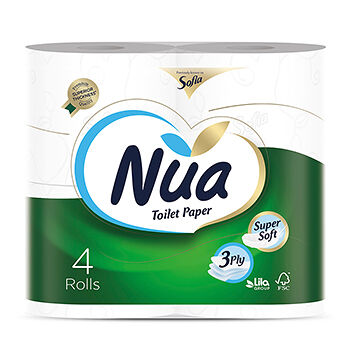 Туалетная бумага трёхслойная 150 листов, Nua, 4 рулона, Турция