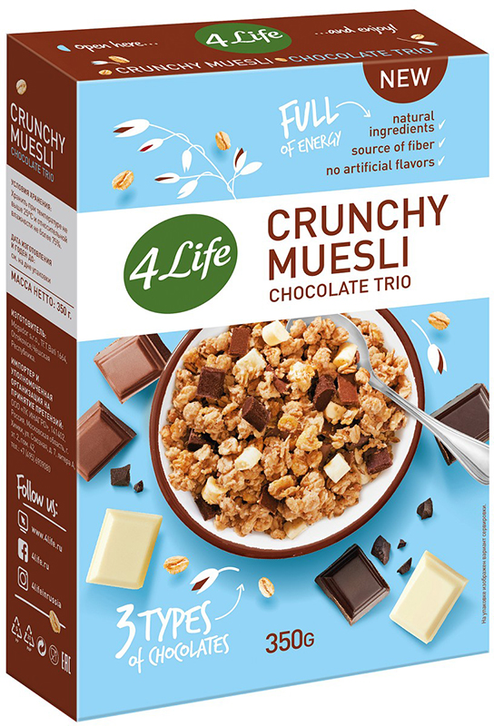 

Мюсли хрустящие 4Life Chocolate trio