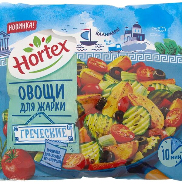 Смесь Hortex Овощи для жарки греческие быстрозамороженные 400г