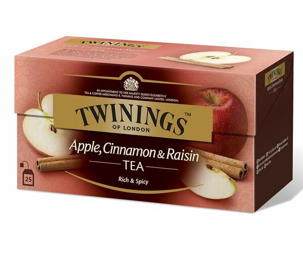Чай черный TWININGS с ароматом и кусочками яблока, корицы и изюма байховый, 25пак