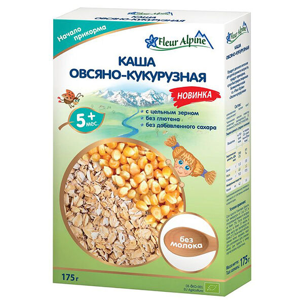 Fleur Alpine Organic каша без молока овес кукуруза 175г