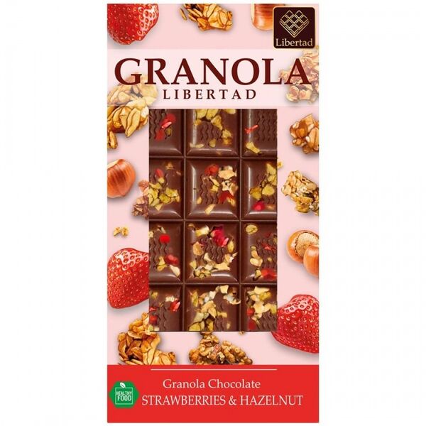Шоколад Libertad молочный с гранолой клубникой фундуком 80г