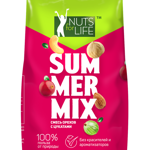 Смесь орехов Nuts for Life Summer mix с цукатами