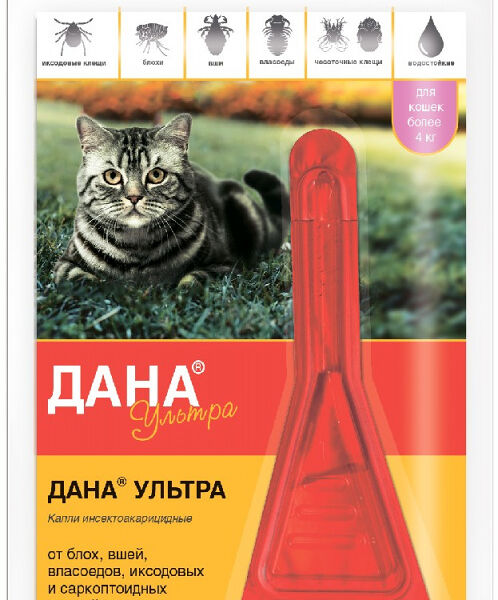 Капли Apicenna Дана Ультра для кошек и котят (более 4 кг.) 