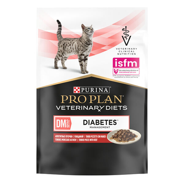 Влажный корм для кошек диетический PRO PLAN® VETERINARY DIETS DM ST/OX Diabetes Management при сахарном диабете, с говядиной, в соусе, 85г