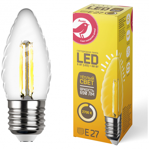 LED-Лампа АШАН Красная птица E27 6-60W