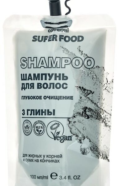 Шампунь для волос Cafe Mimi Super Food Глубокое очищение 3 Глины 100мл