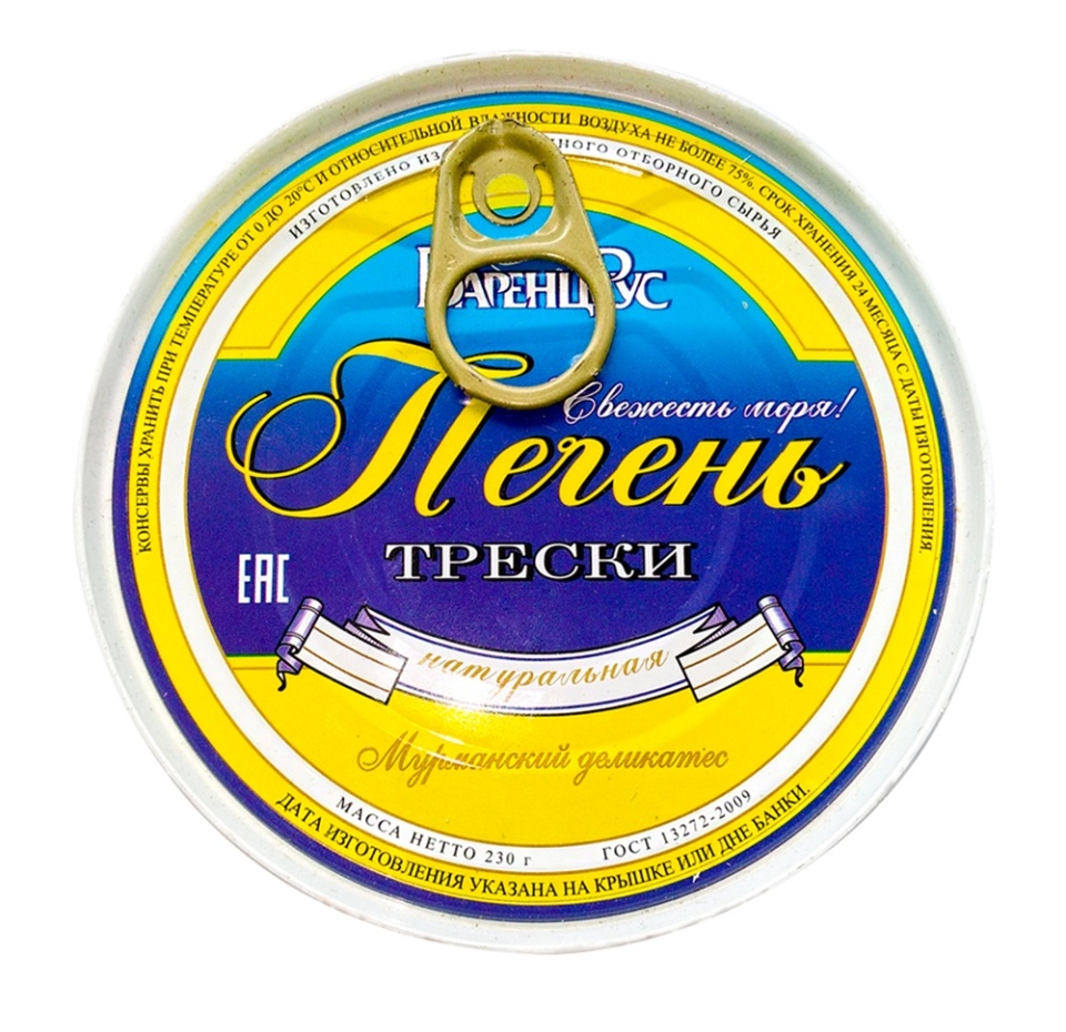 

Печень БаренцРус трески натуральная 230 г