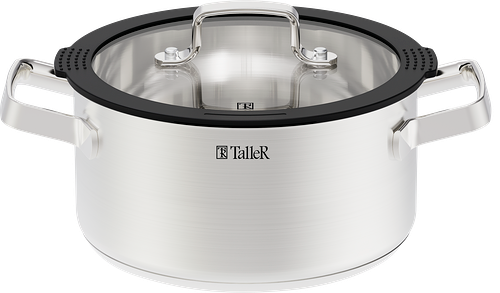 Кастрюля TALLER Expertise black, нержавеющая сталь, стекло, индукция, 2.1л, Арт. TR-99354