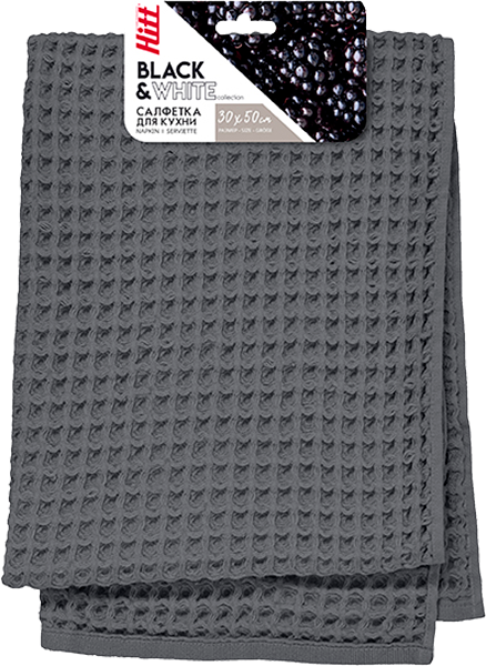 Салфетки для кухни Хитт Black&White вафля 30*50см, 1 шт