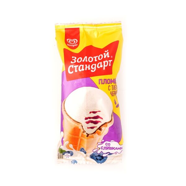 Мороженое Золотой стандарт черника вафельный стаканчик 93 г