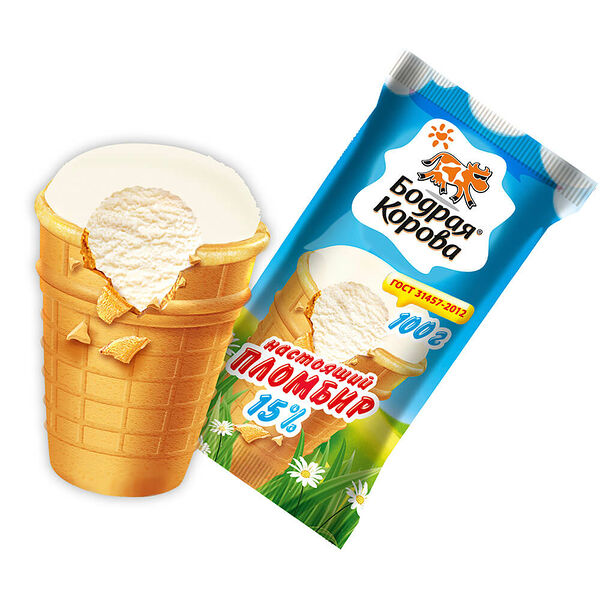 Мороженое Пломбир в вафельном стакане 100г 15%