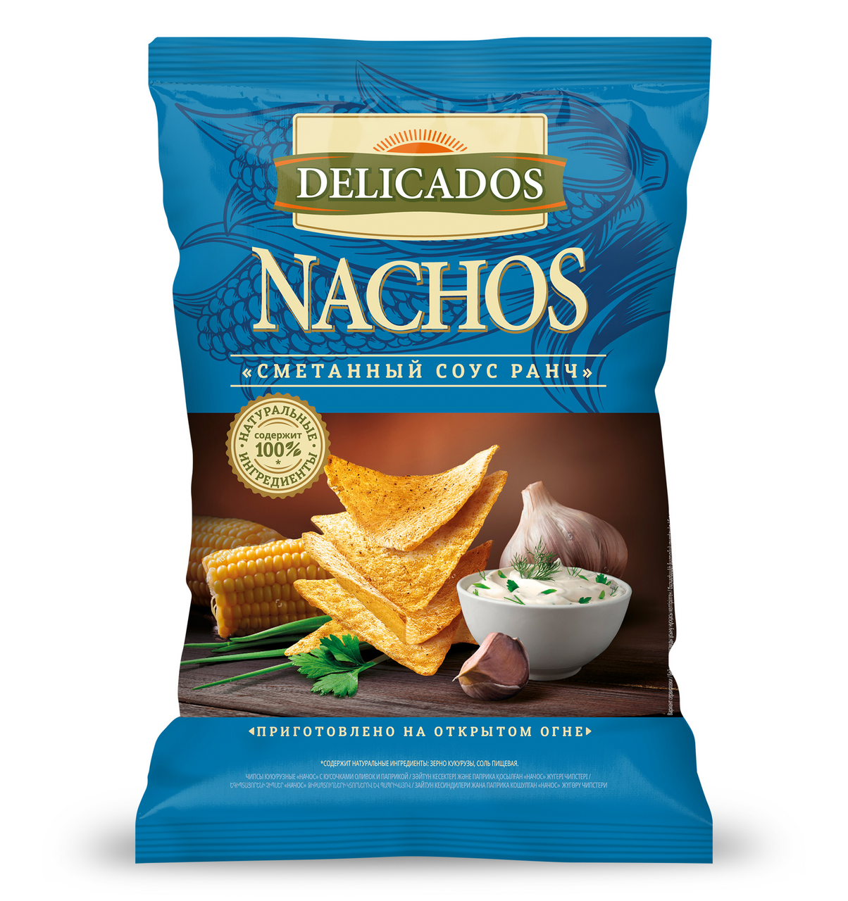 

Чипсы кукурузные Delicados Nachos со вкусом соуса Ранч 150 г