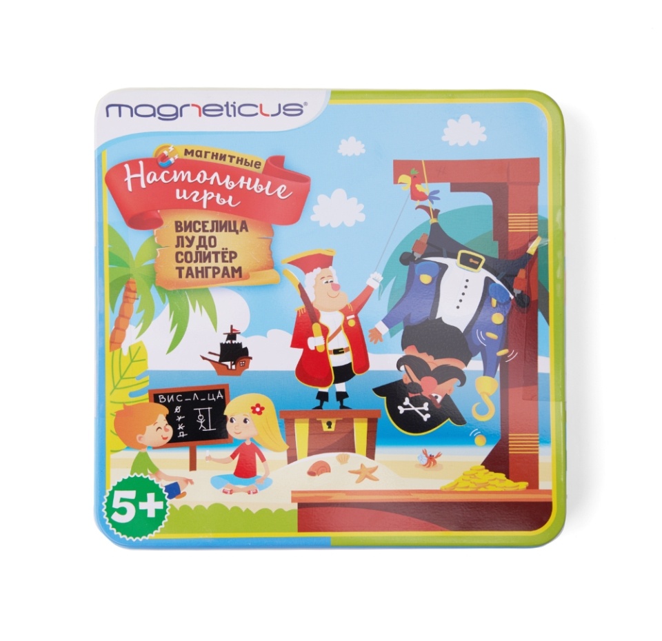 

Магнитные настольные игры MAGNETICUS 4-в-1: (виселица, лудо, солитер, танграм) 5+ Россия