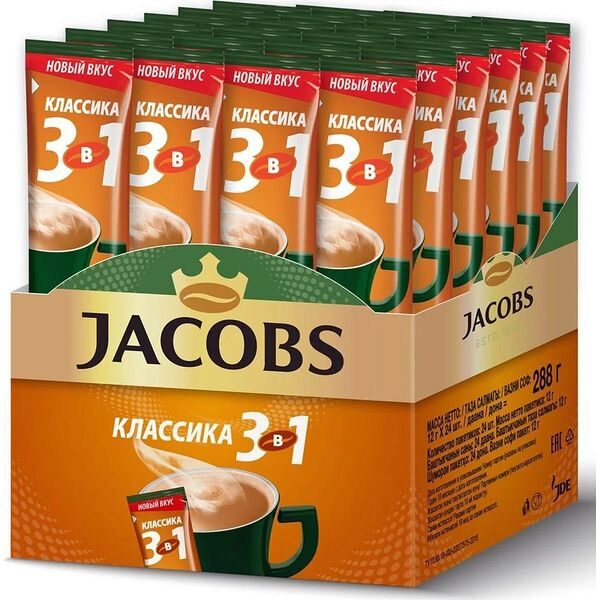 Кофейный напиток Классик 3 в 1 Jacobs 24 пакетика по 13,5г