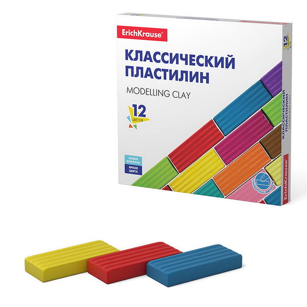 Классический пластилин ErichKrause® Basic 12 цветов, 192г (коробка) шт Erich Krause