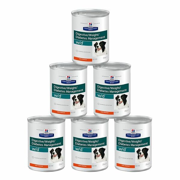 Корм для собак Hill's Prescription Diet Canine W/D поддерж веса, при сахар.диабете, курица конс. 370г (упаковка - 6 шт)
