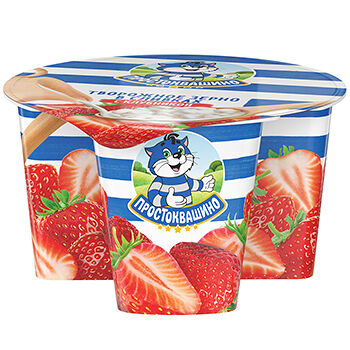 Творог зернёный Простоквашино с клубникой 5%