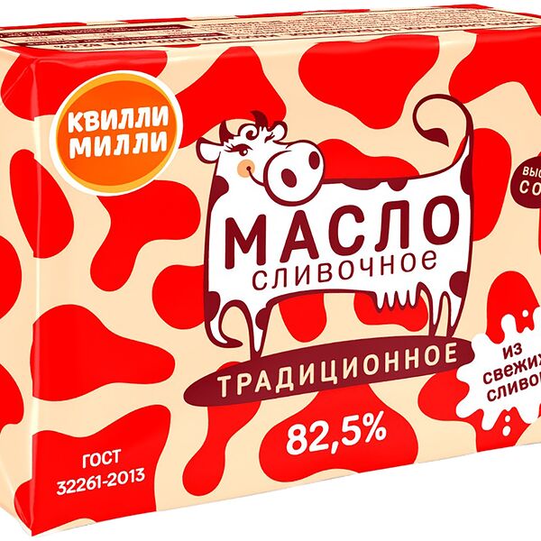 Масло сливочное Квилли Милли традиционное 82.5%