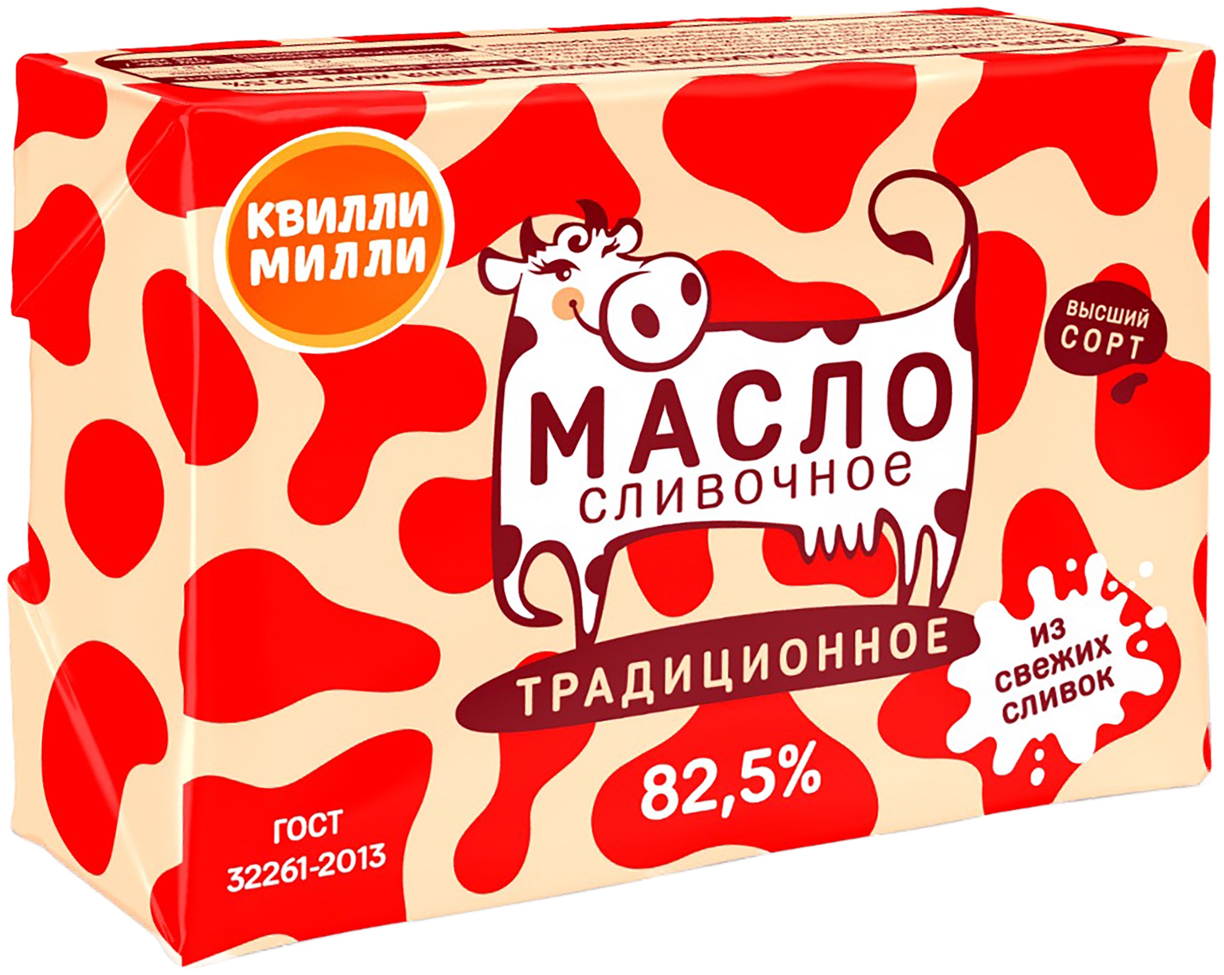 

Масло сливочное Квилли Милли традиционное 82.5%