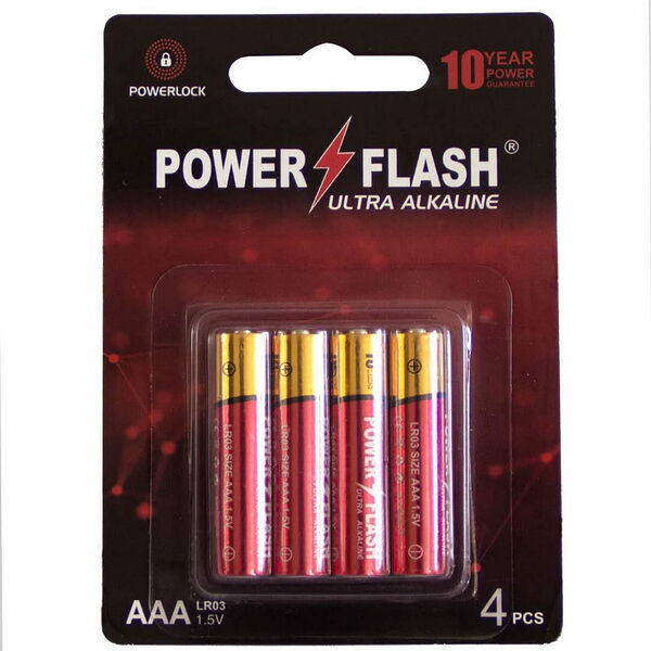 Батарейки «Power Flash» Ultra Alkaline АAА, 1.5 V, 4 шт, ресурс 420 - 430 мин.