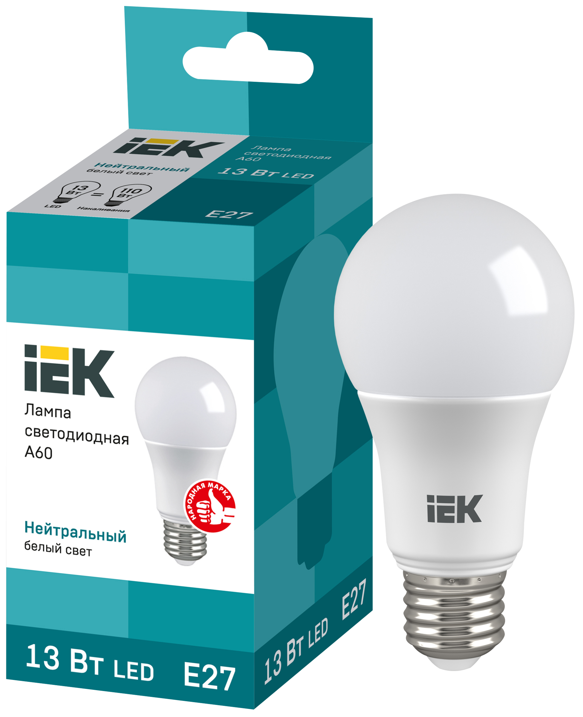 

Лампа IEK LED A60 шар 13Вт 230В 4000К E27