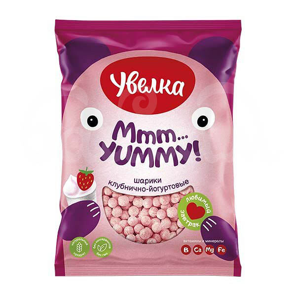 Завтрак сухой Увелка Шарики 200гр Клубнично-йогуртовые пакет