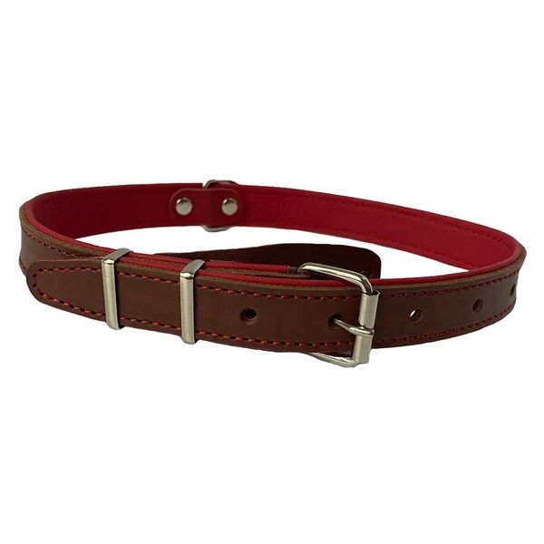 Ошейник Glogin Frais трехслойный Премиум длинный Коричневый натур. кожа 25мм х 53-63см