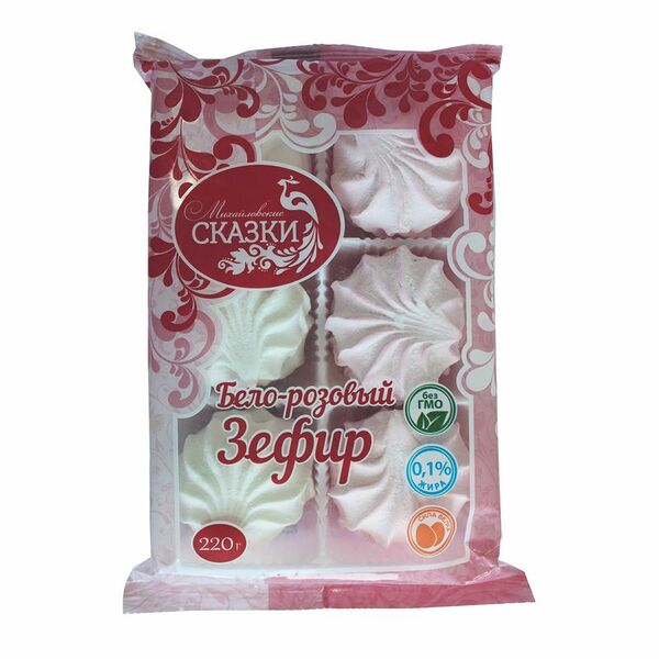 Зефир Михайловские Сказки бело-розовый неглазированный, 220г