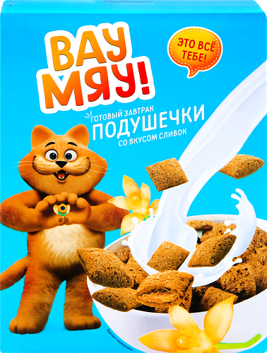 Готовый завтрак ВАУ МЯУ Подушечки, со вкусом сливок, 200г