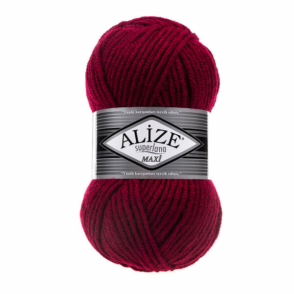 Пряжа ALIZE 'Superlana maxi' 100гр. 100м. (75% акрил, 25%шерсть) ТУ(390 темно-красный)