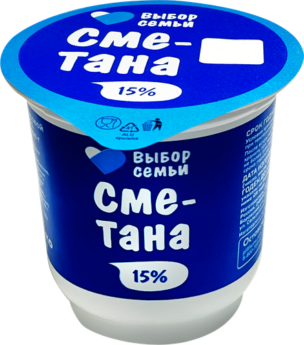 

Сметана Выбор семьи 15% без змж, 300 г