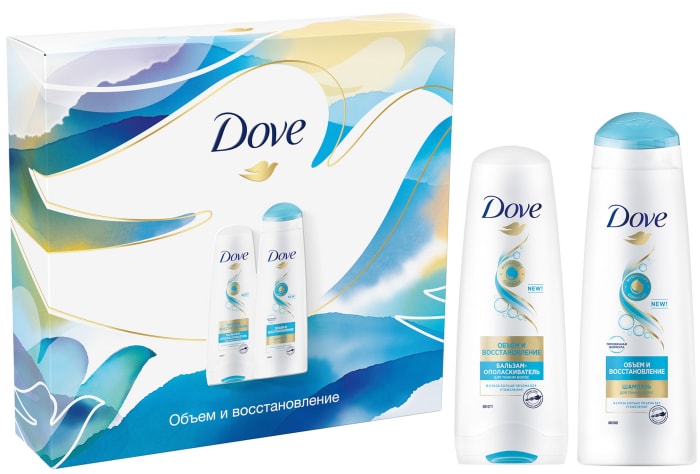 

Подарочный набор для волос Dove Объем и восстановление: Шампунь 250 мл + Бальзам-ополаскиватель 200 мл